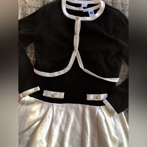 Janie and Jack Black Knit Dress W/Cardigan